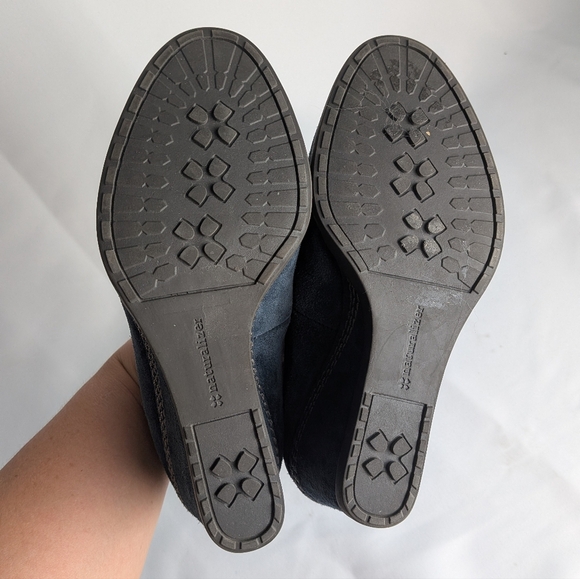NATURALIZER Paisley Leather Suede Wedge Women Shoes Size 4.5 US Navy Blue - Picture 7 of 10